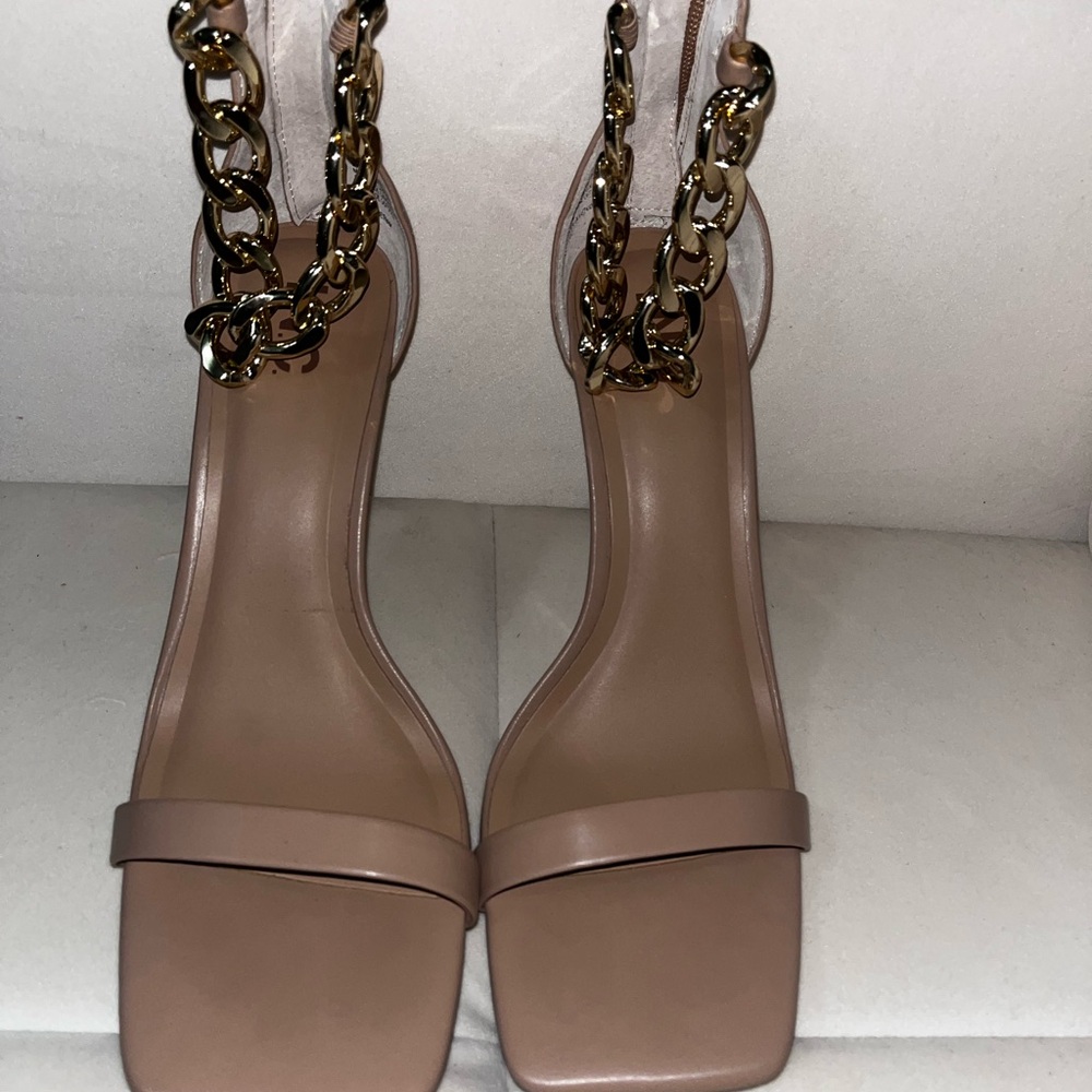 INC Chain Strap Nude Heels